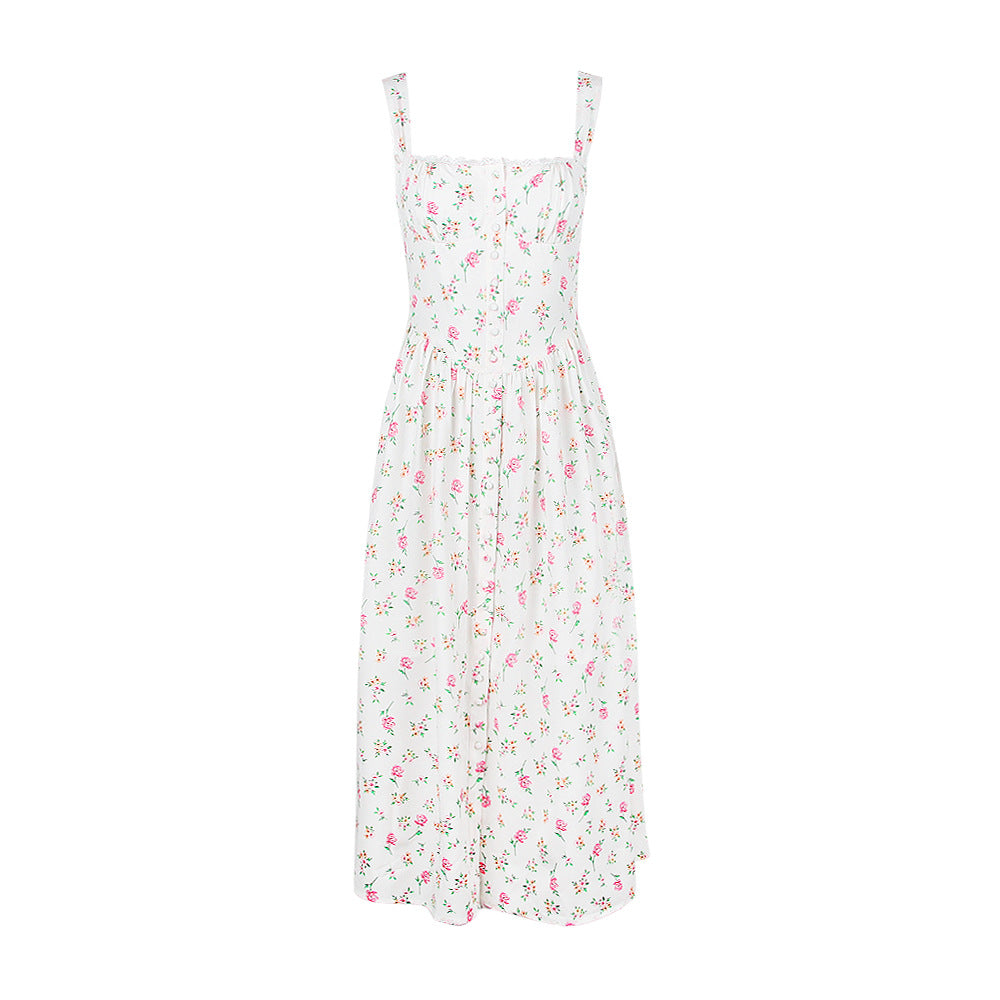 Summer Floral Sleeveless Dress for Women in Vacation Style