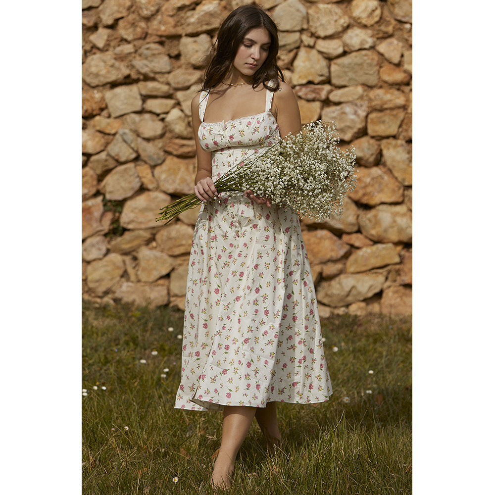 Summer Floral Sleeveless Dress for Women in Vacation Style