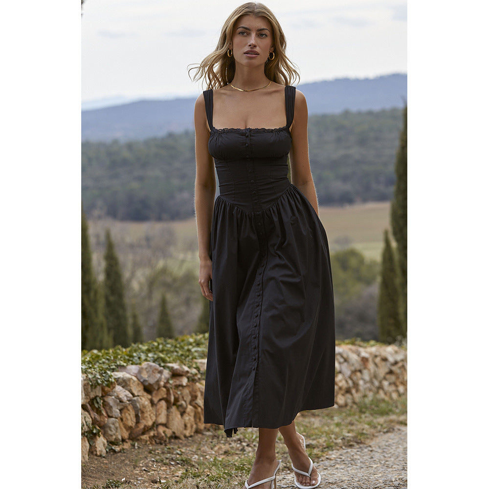Summer Floral Sleeveless Dress for Women in Vacation Style